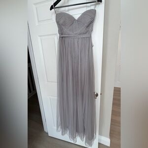Windsor Strapless Tulle Maxi Dress in Gray